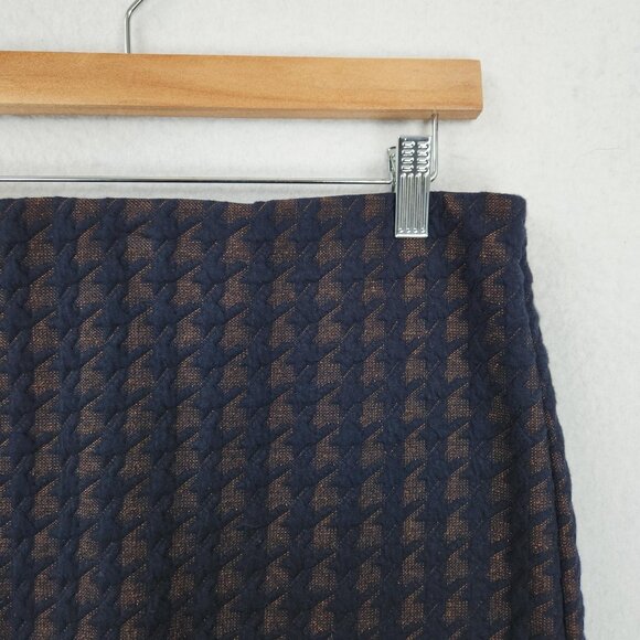 Ann Taylor Skirt Womens 10 Navy Blue Pencil Textured Jacquard Houndstooth NEW - Picture 2 of 11